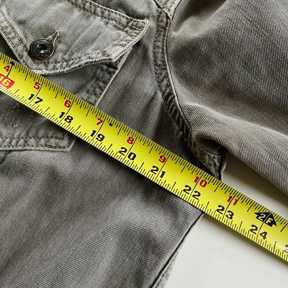 Free People Moonchild Distressed Oversized Denim Olive Green Jacket Shacket Sz S - Picture 6 of 11